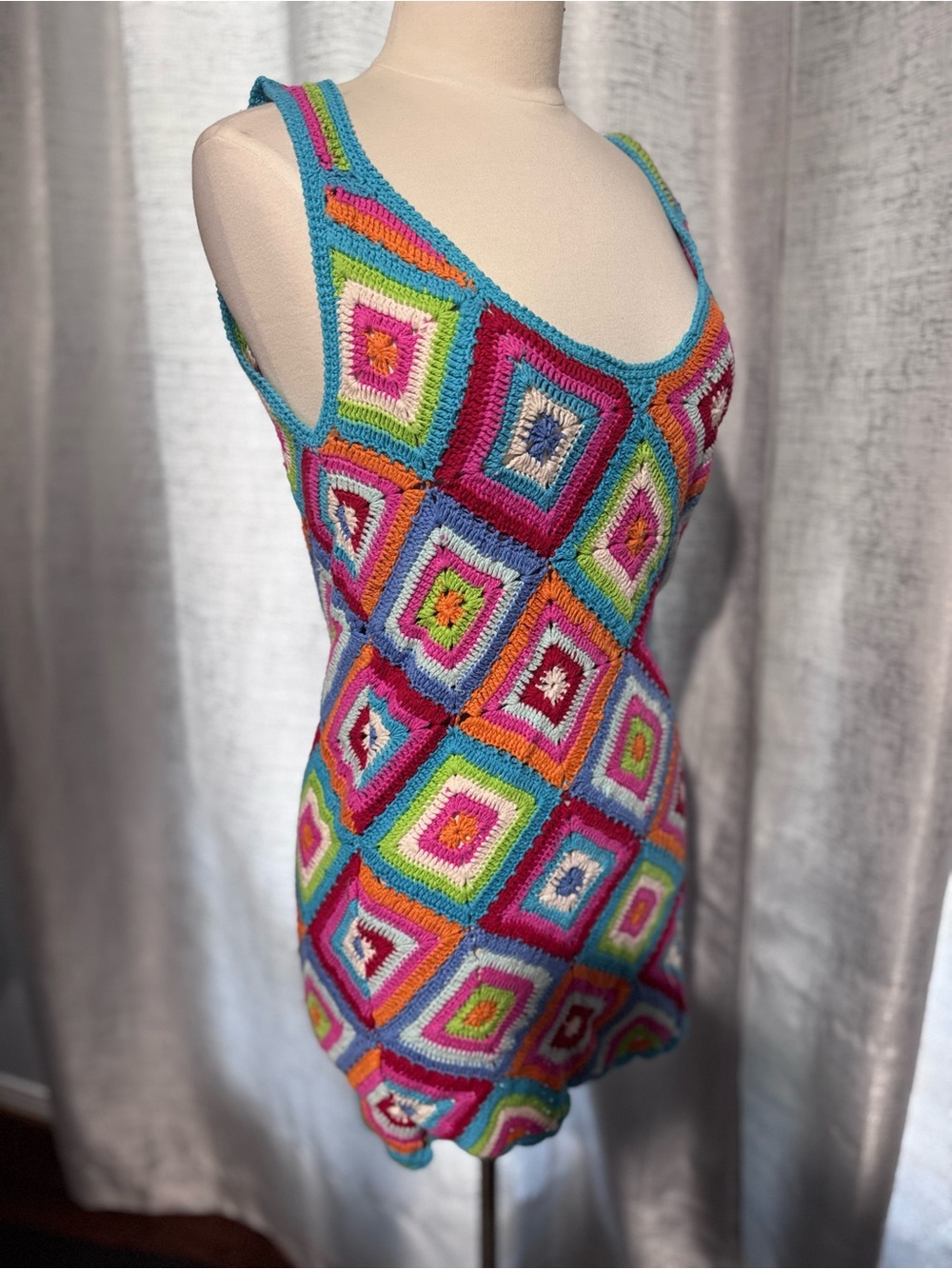 Show Me Your MuMu Multicolor Crochet Mini Dress